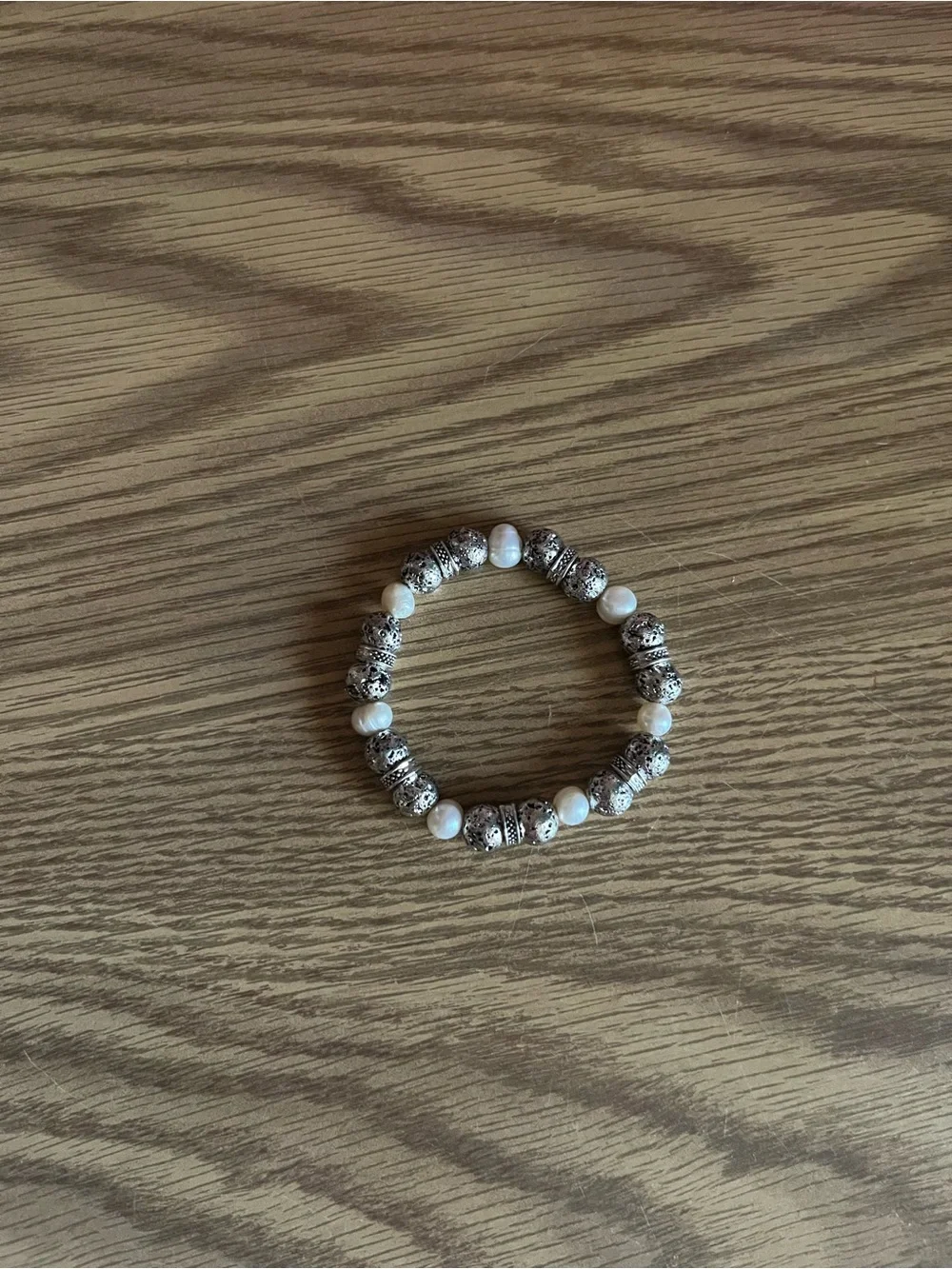 Silver and Pearl Beaded Bracelet